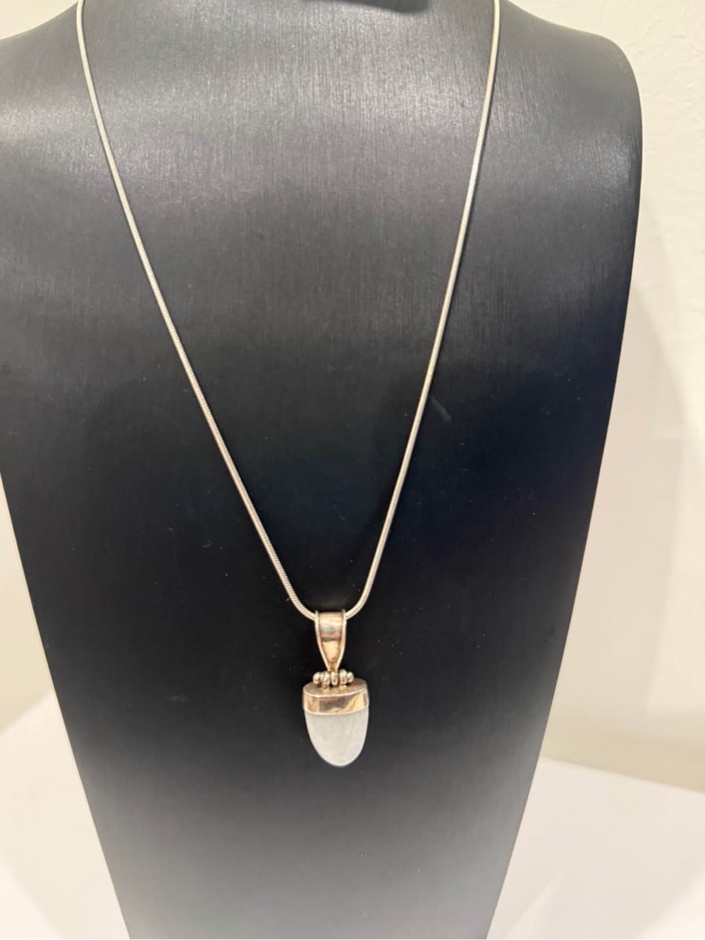 Sterling Silver White Stone Pendant Necklace